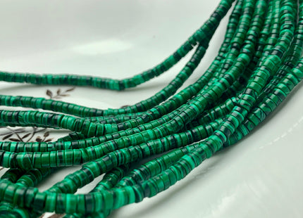 2x4 mm Malachite Heishi Rondelle Green Color Discs Gemstones Loose Beads 15.5 Inches Strand #3117