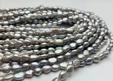 6x8 mm AA Large Hole Gray Color Rice Nugget Freshwater Pearls Hole Size 1.5mm Or 2.0mm Lustrous Large Hole Genuine Rice Nugget Beads #P1071