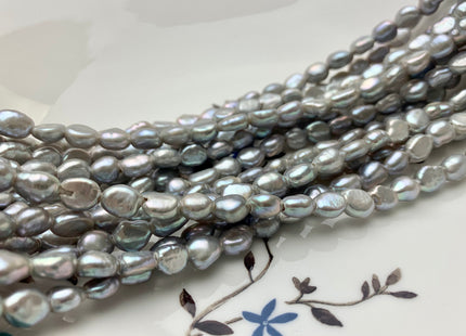 6x8 mm AA Large Hole Gray Color Rice Nugget Freshwater Pearls Hole Size 1.5mm Or 2.0mm Lustrous Large Hole Genuine Rice Nugget Beads #P1071