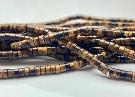 2x4mm Multi Brown Color Tiger Eye Heishi Rondelle Shape Discs Gemstone Loose Beads 15.5 Inches #3100