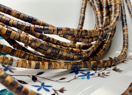 2x4mm Multi Brown Color Tiger Eye Heishi Rondelle Shape Discs Gemstone Loose Beads 15.5 Inches #3100