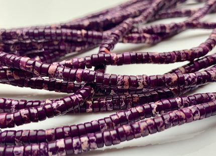 2x4mm Natural Purple Color Impression Jasper Heishi Rondelle Shape Genuine Sea Sediment Jasper Discs Gemstone Beads 15.5 Inches Strand #3101
