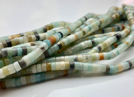 2x4mm Natural Color Amazonite Heishi Rondelle Shape Genuine Amazonite Discs Gemstone Loose Beads 15.5 Inches Strand #3102