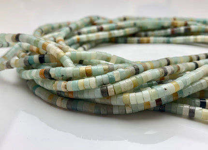 2x4mm Natural Color Amazonite Heishi Rondelle Shape Genuine Amazonite Discs Gemstone Loose Beads 15.5 Inches Strand #3102