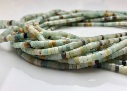2x4mm Natural Color Amazonite Heishi Rondelle Shape Genuine Amazonite Discs Gemstone Loose Beads 15.5 Inches Strand #3102