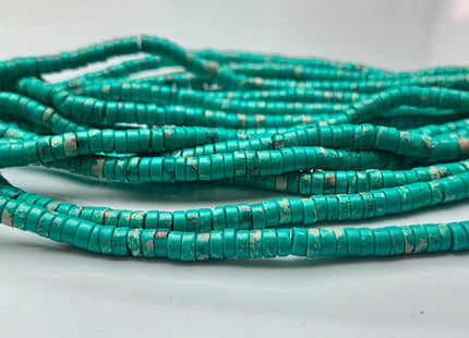 2x4mm Green Color Impression Jasper Heishi Rondelle Shape Genuine Natural Sea Sediment Jasper Discs Gemstone Beads 15.5 Inches Strand #3108