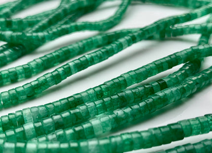 2x4mm Natural Green Color Korean Jade Heishi Rondelle Shape Genuine Korean Jade Discs Gemstone Loose Beads 15.5 Inches Strand #3099
