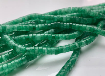 2x4mm Natural Green Color Korean Jade Heishi Rondelle Shape Genuine Korean Jade Discs Gemstone Loose Beads 15.5 Inches Strand #3099
