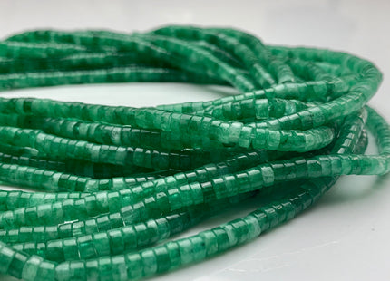 2x4mm Natural Green Color Korean Jade Heishi Rondelle Shape Genuine Korean Jade Discs Gemstone Loose Beads 15.5 Inches Strand #3099