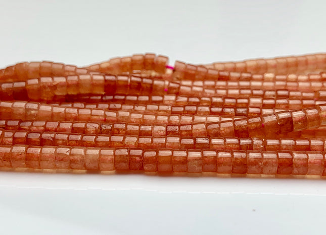 2x4mm Orange Jade Heishi Rondelle Shape Gemstone Loose Beads 15.5 Inches Strand #3120