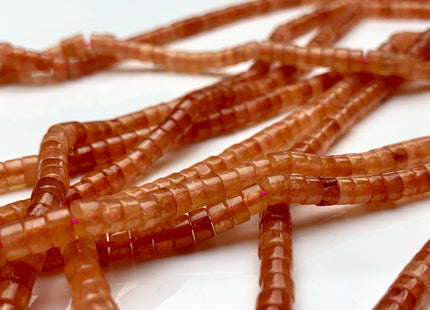 2x4mm Orange Jade Heishi Rondelle Shape Gemstone Loose Beads 15.5 Inches Strand #3120