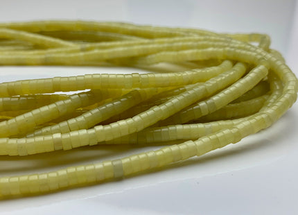 2x4mm Natural Yellow Color Lemon Jade Heishi Rondelle Shape Genuine Lemon Jade Discs Gemstone Loose Beads 15.5 Inches Strand #3109