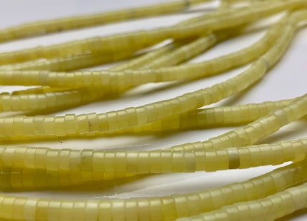 2x4mm Natural Yellow Color Lemon Jade Heishi Rondelle Shape Genuine Lemon Jade Discs Gemstone Loose Beads 15.5 Inches Strand #3109