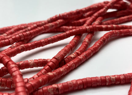 2x4mm Multi Red Impression Jasper Heishi Rondelle Shape Genuine Natural Sea Sediment Jasper Discs Gemstone Beads 15.5 Inches Strand #3124