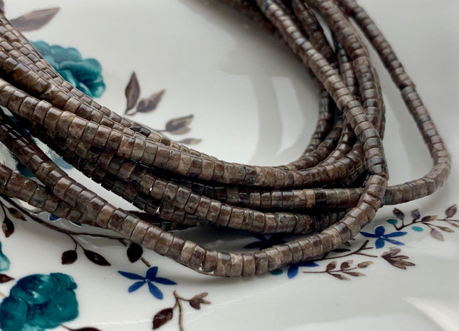 2x4mm Natural Brown Color Snowflake Jasper Heishi Rondelle Shape Genuine Snowflake Jasper Discs Gemstone Beads 15.5 Inches Strand #3128