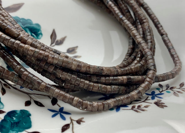 2x4mm Natural Brown Color Snowflake Jasper Heishi Rondelle Shape Genuine Snowflake Jasper Discs Gemstone Beads 15.5 Inches Strand #3128