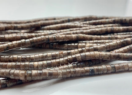 2x4mm Natural Brown Color Snowflake Jasper Heishi Rondelle Shape Genuine Snowflake Jasper Discs Gemstone Beads 15.5 Inches Strand #3128