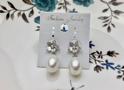 One Pair 925 Sterling Silver/Gold Earring Studs Setting Genuine 925 Silver Flower Shape Design For Half Drilled Pearls DIY Jewelry #10055-A