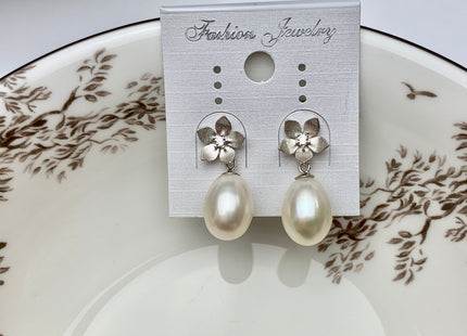 One Pair 925 Sterling Silver/Gold Earring Studs Setting Genuine 925 Silver Flower Shape Design For Half Drilled Pearls DIY Jewelry #10055-A