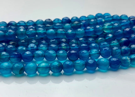 4mm 6mm Faceted Round Agate Gemstone Beads Blue Apatite Color Genuine Heat Treated Agate Gemstone Loose Beads 14 Inches Strand #3156