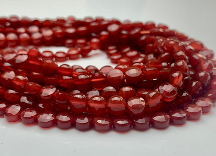 6 mm Micro Faceted Diamond Cut Carnelian Flat Coin Disc Shape Gemstone Beads Genuine Natural Red Carnelian 15 Inches Strand #3167