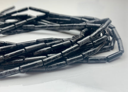 4x13-14 mm Tube Shape Natural Snowflake Jasper Gemstone Beads Genuine Black Snowflake Jasper Gemstones Loose Beads 15.5 Inches Strand #3141