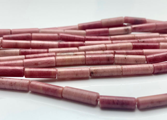 4x13-14 mm Tube Shape Natural Rhodonite Gemstone Beads Genuine Natural Pink Petrified Rhodonite Gemstones Beads 15.5 Inches Strand #3145