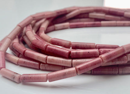 4x13-14 mm Tube Shape Natural Rhodonite Gemstone Beads Genuine Natural Pink Petrified Rhodonite Gemstones Beads 15.5 Inches Strand #3145