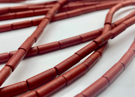 4x13-14 mm Tube Shape Natural Jasper Gemstone Beads Genuine Red Jasper Gemstones Loose Beads 15.5 Inches Strand #3146