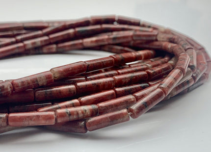 4x13-14 mm Tube Shape Natural Jasper Gemstone Beads Genuine Red And Black Lace Jasper Gemstones Loose Beads 15.5 Inches Strand #3151