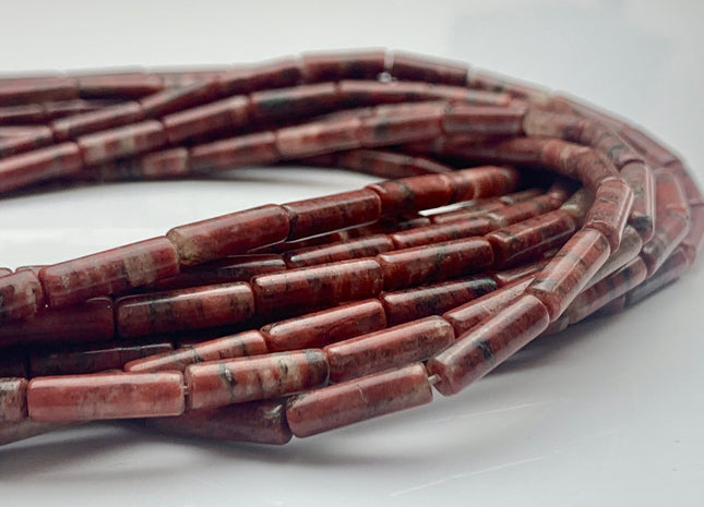 4x13-14 mm Tube Shape Natural Jasper Gemstone Beads Genuine Red And Black Lace Jasper Gemstones Loose Beads 15.5 Inches Strand #3151