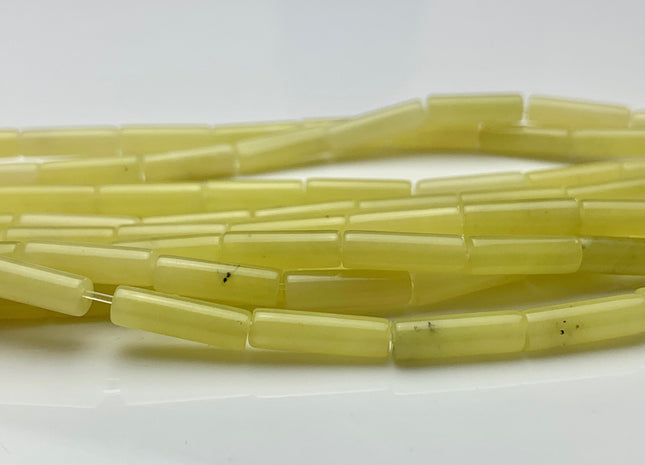 4x13-14 mm Tube Shape Natural Jade Gemstone Beads Genuine Lemon Yellow Jade Gemstones Loose Beads 15.5 Inches Strand #3152