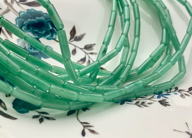 4x13-14 mm Tube Shape Natural Aventurine Gemstone Beads Genuine Green Aventurine Gemstones Loose Beads 15.5 Inches Strand #3153