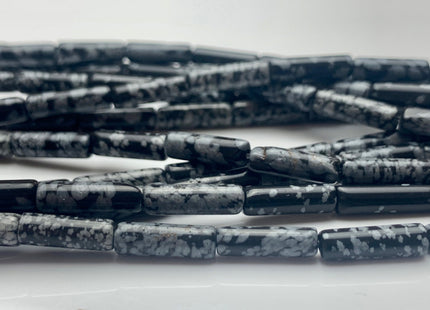 4x13-14 mm Tube Shape Natural Jasper Gemstone Beads Genuine Black Snowflake Jasper Gemstones Loose Beads 15.5 Inches Strand #3155