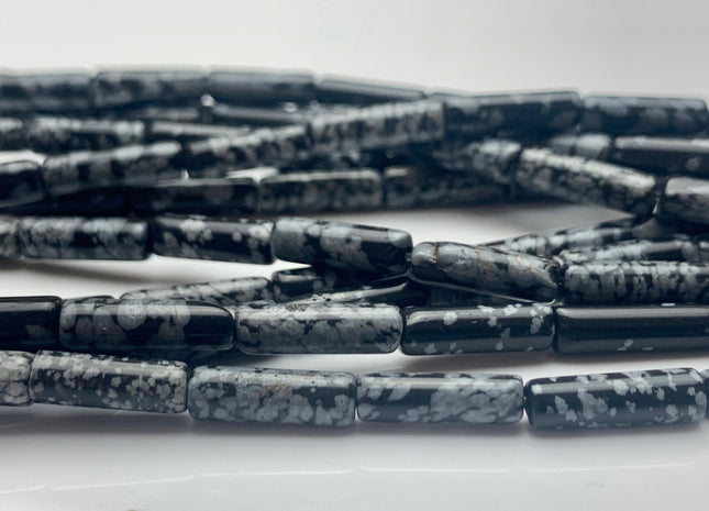 4x13-14 mm Tube Shape Natural Jasper Gemstone Beads Genuine Black Snowflake Jasper Gemstones Loose Beads 15.5 Inches Strand #3155