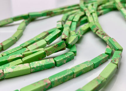 4-5x13 mm Cuboid Tube Shape Bright Green Color Impression Jasper Gemstone Beads Green Impression Jasper Loose Beads 15.5 Inches Strand #3134