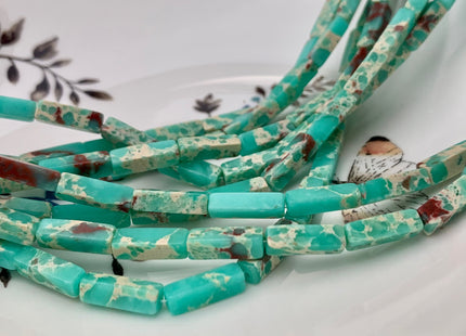 4-5x13 mm Cuboid Tube Shape Green Color Impression Jasper Gemstone Beads Green Impression Jasper Loose Beads 15.5 Inches Strand #3135