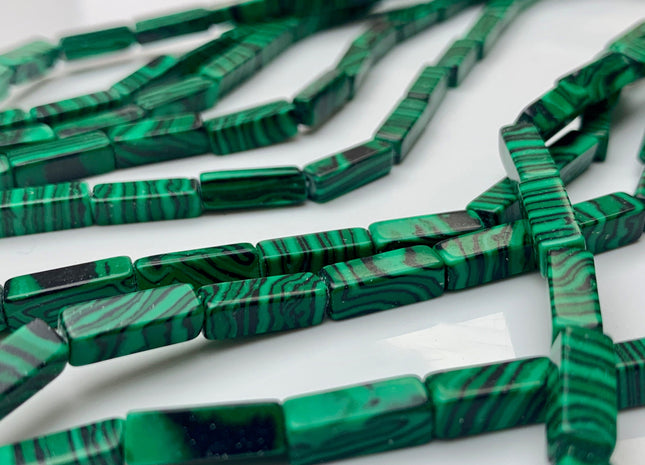 4-5x13 mm Cuboid Tube Shape Green And Black Malachite Color Gemstone Beads Green Black Loose Beads 15.5 Inches Strand #3137