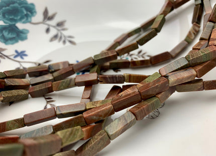 4-5x13 mm Cuboid Tube Shape Brown Color Picture Jasper Gemstone Beads Brown Picture Jasper Loose Beads 15.5 Inches Strand #3138