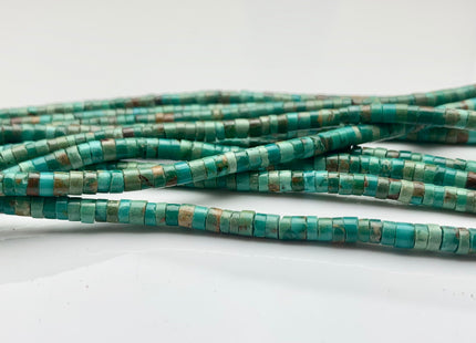 3mm 4mm AAA 100% All Natural Turquoise Heishi Rondelle Shape Genuine Natural Multi Color Turquoise Gemstones 16 Inches Strand #3184