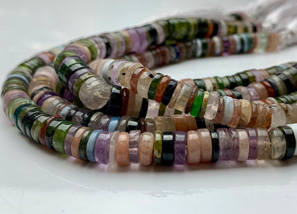 4mm 5mm 6mm 7mm 8mm AAA 100% All Natural Mixed Amethyst Lapis Chalcedony Emerald Green Garnet Black Tourmaline Heishi Beads 8 Inches #3194