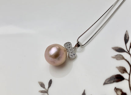 One Piece 925 Sterling Silver/Gold Pendant Setting Findings For Half Drilled Pearls Bow Tie Design W/CZ Sterling Silver Pendant #10048-A