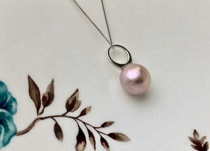 One Piece 925 Sterling Silver/Gold Pendant Setting Findings For Half Drilled Pearls Circle Design W/CZ Sterling Silver Pendant #10049-A