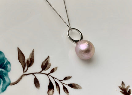 One Piece 925 Sterling Silver/Gold Pendant Setting Findings For Half Drilled Pearls Circle Design W/CZ Sterling Silver Pendant #10049-A