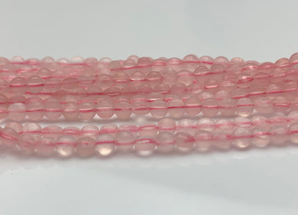 4mm Micro Faceted Diamond Cut Pink Color Rose Quartz Flat Coin Disc Shape Genuine Rose Quartz Gemstone Beads 15.5 Inches Strand #3080