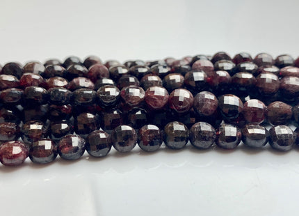4mm 6mm Micro Faceted Diamond Cut Garnet Flat Coin Disc Shape Gemstone Beads Genuine Natural Dark Purple Garnet 15 Inches Strand #3218