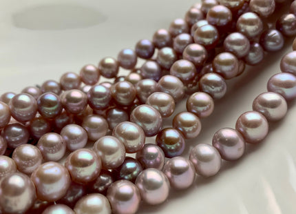 9 mm AAA Half Strand Large Hole Natural Mauve Pink Potato Freshwater Pearl Beads 2.1 mm Hole Large Hole Freshwater Off Round Pearls #467