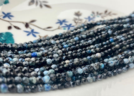 WHOLESALE 3 mm Faceted Round Agate Gemstone Beads Genuine Mixed Pink Blue Black Yellow Gray Purple Color Agate Loose Beads 15 Inches #3229