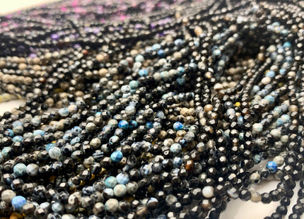 WHOLESALE 3 mm Faceted Round Agate Gemstone Beads Genuine Mixed Pink Blue Black Yellow Gray Purple Color Agate Loose Beads 15 Inches #3229
