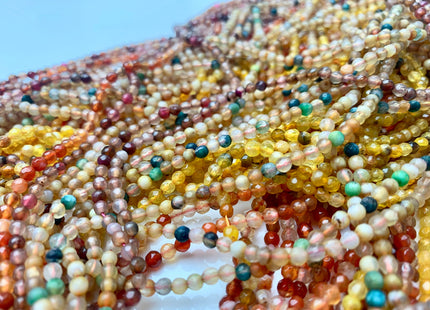 WHOLESALE 3 mm Faceted Round Agate Gemstone Beads Genuine Mixed White Green Pink Yellow Orange Blue Agate Loose Beads 15 Inches #3227
